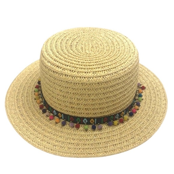Steve Madden Light Tan Accented Rainbow Colorful Beaded Hat – One Size - Picture 1 of 12